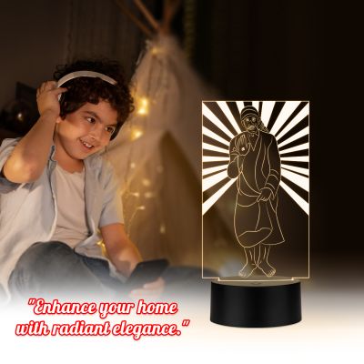 Sai Baba Design Night Lamp with warm white light